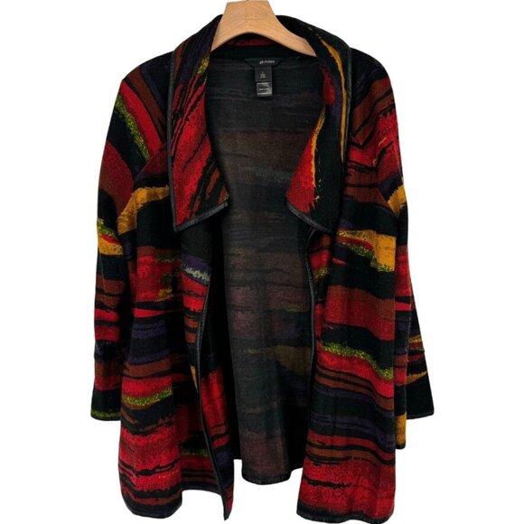 Ali Miles Womens southwestern pattern Cardigan Jacket Size Large faux leather - Picture 2 of 15